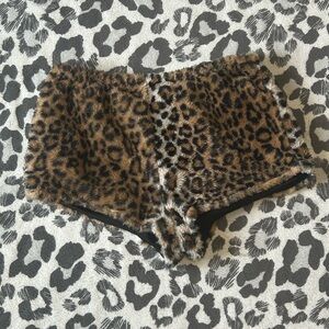 Bear Dance Leopard Faux Fur Shorts